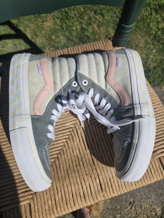 Vans Other - Vans Suade High-Top Sneakers in Gray, Pink & White
